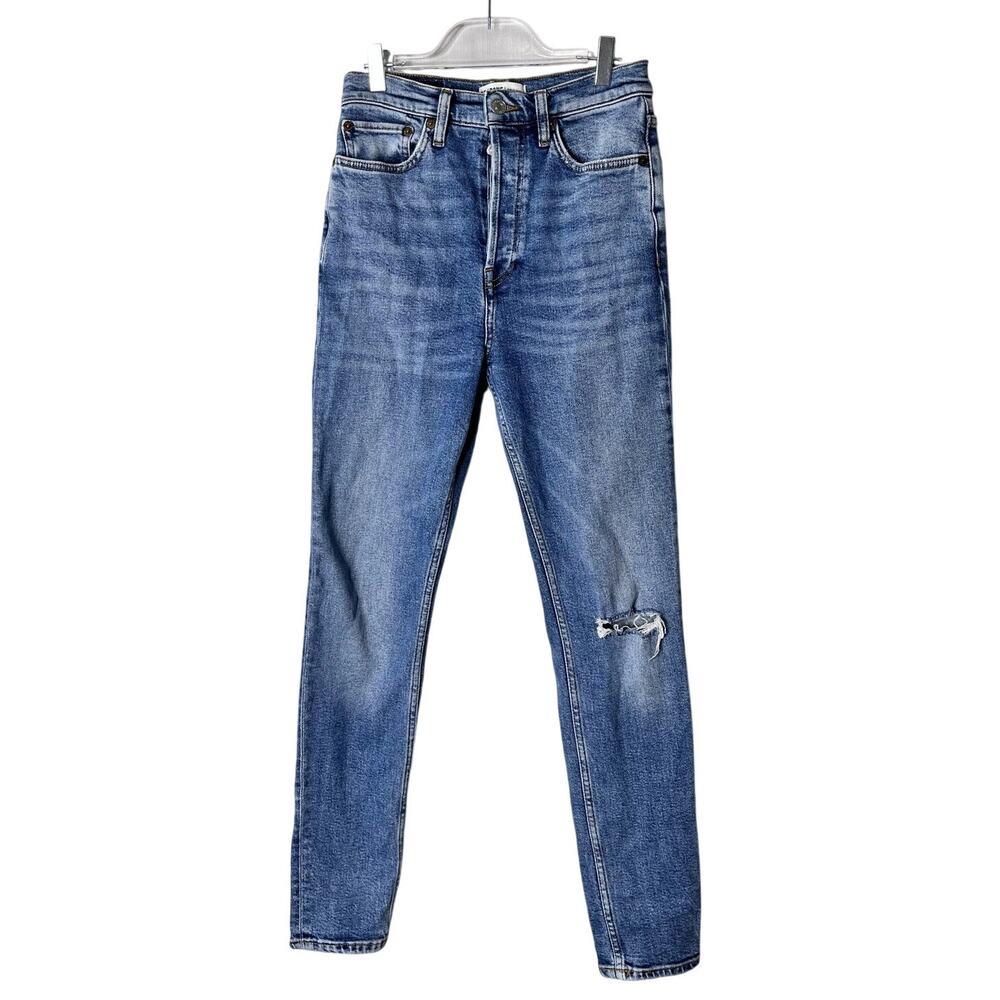 RE/DONE Originals High Rise Ankle Crop Jeans Worn Retro Distressed Size 27